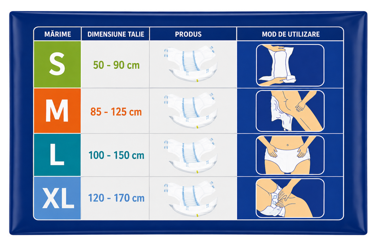 Scutece Adulți CLEANPED® L, Talie 100–150 cm, Absorbție Ridicată, 30 buc