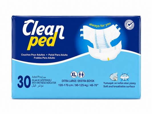Scutece Adulți CLEANPED® XL, Talie 120–170 cm, Absorbție Ridicată, 30 buc